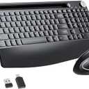 Sksyloo Full-Size Ergonomic Keyboard and Mouse, 2.4GHz Wireless Keyboard and vertical Mouse with Tablet Phone Holder, Wrist Rest for Computer Mac PC Laptop Chromebook, Black