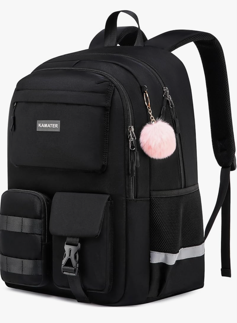 School Backpack for Teen Girls & College Women - Anti-Theft & Water Resistant 17.3 Inch Laptop Mochilas Bookbag - Large Ergonomic Straps Backpack, Classic Black