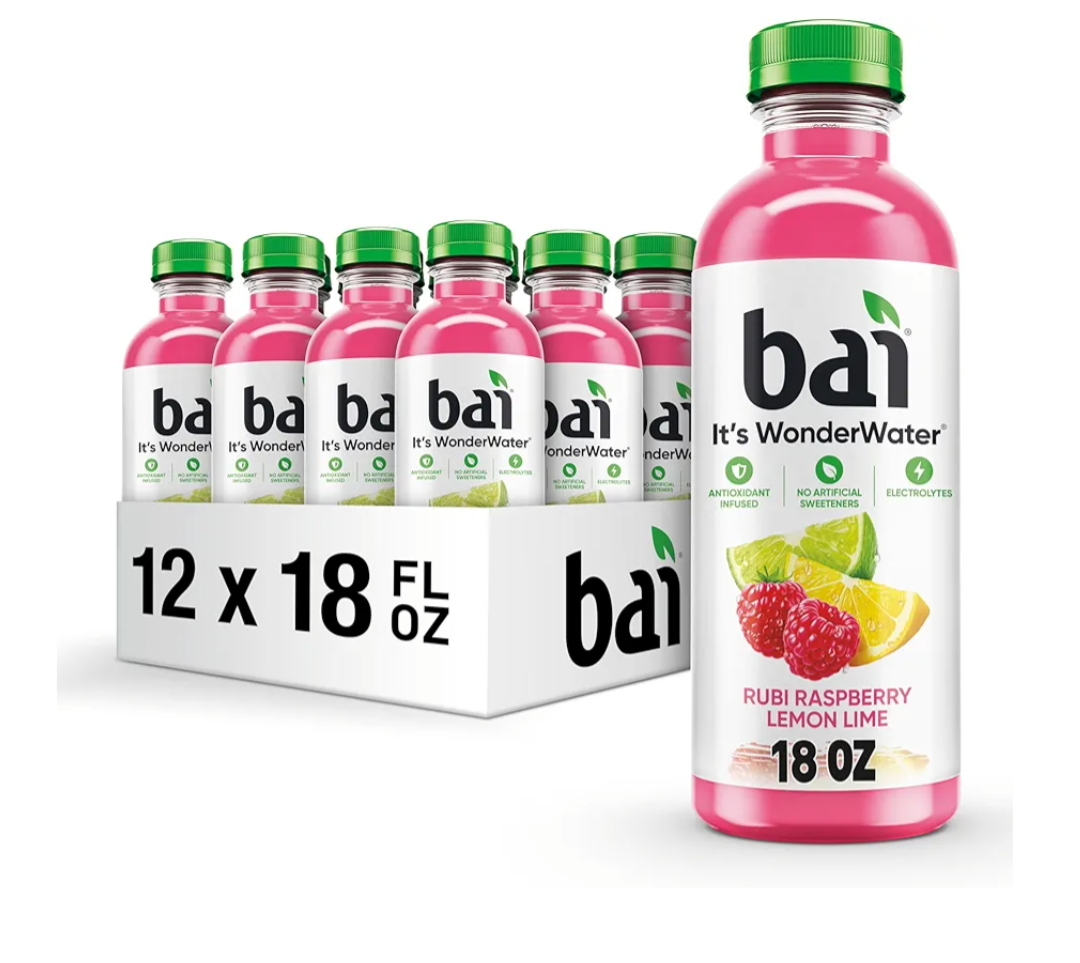 Bai Antioxidant Infused Water Beverage, Raspberry Lemon Lime, with Vitamin C and No Artificial Sweeteners, 18 Fluid Ounce Bottle, 12 Pack BBD: March 05.2026