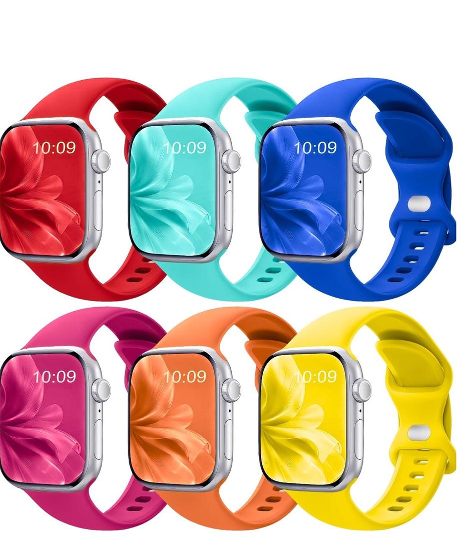 4  Pack Sport Band Compatible with Apple Watch Bands for Women Men, 38mm 40mm 41mm 42mm 44mm 45mm 46mm 49mm, Silicone Strap iWatch Band for Series 11 10 9 Ultra 8 7 6 5 4 SE 3 2 1