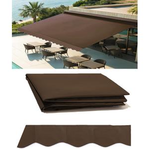 10' x 8' Retractable Patio Awning Replacement Fabric Cloth, Durable Exterior Sunshade Canopy Cloth, Reinforced Multi-Purpose Waterproof Protective Awning Cover, Brown