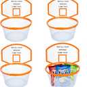 CroBlissful 3 Sets 6 Inch Basketball Gift Basket Metal Basketball Player Treat Buckets Basket Ball Hoop Snack Cup with May All Your Swishes Come True Hoop Design for Birthday Party Favor