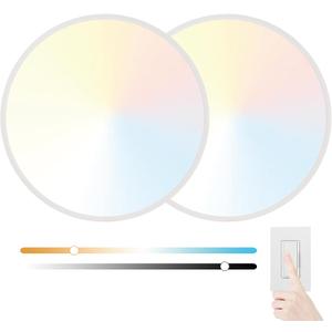 20 Inch Large LED Flush Mount Ceiling Light Fixture,45W,4600LM,3000K/4000K/6000K CCT Selectable,0.9 inch Super Slim Round Ceiling Light for Bedroom,Hallway,Kitchen (Dimmable White 2PK)