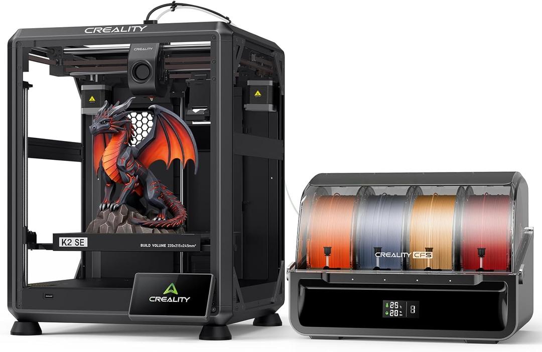 Creality K2 SE Combo 3D Printer, Support Multicolor Printing with CFS, 500mm/s High-Speed, Smart Auto Leveling, Solid Metal Build Frame, Fully Assembled, Next-Gen Extruder, 220215245 mm Build Volume