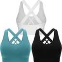 Double Couple Sports Bras for Women Padded High Impact Seamless Criss Cross Back Workout Tops Gym Activewear Bra Large (S)