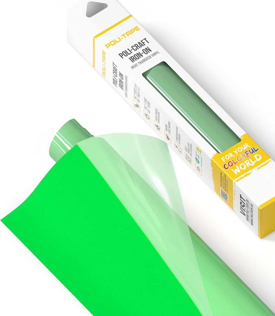 TUBITHERM Flock - Flock Heat Transfer Vinyl - 12 in x 36 in Iron-On Foil with Velvet Surface - Easy to Cut & Weed for DIY Shirts - Neon Green