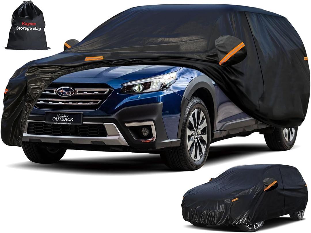 Kayme 7 Layers SUV Car Cover Custom Fit for Subaru Outback (1994-2025) Waterproof All Weather for Automobiles, Outdoor Full Cover Rain Sun UV Protection.Black