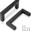 90mm (3-1/2") Center to Center Matte Black Stainless Steel Cabinet Handles 20 Pack - Kitchen Drawer Pulls & Dresser Knobs, Durable Cabinet Hardware