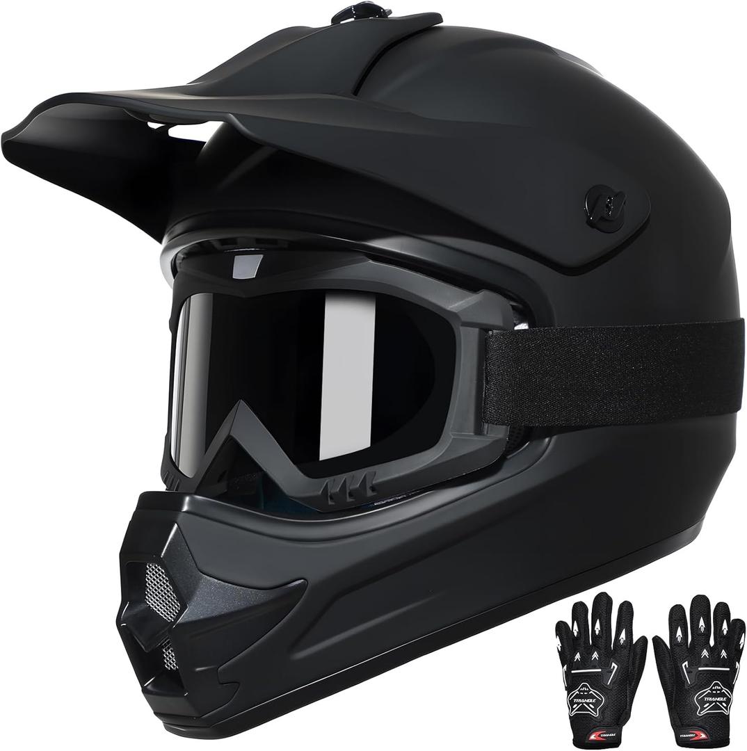 TRIANGLE Youth Kids Dirt Bike Helmet Full Face Motocross Helmet with Goggle & Gloves DOT/FMVSS-218 Approved Motorcycle Helmet XL