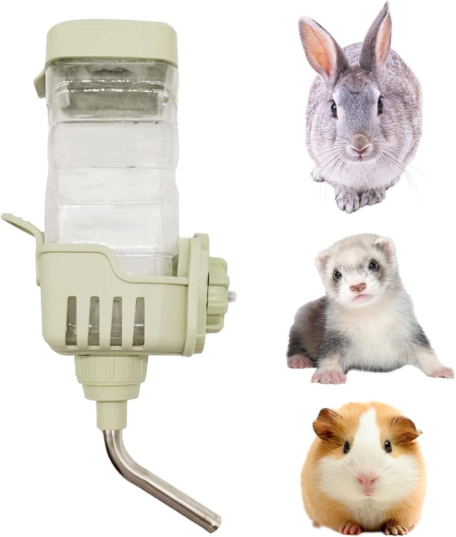 BNOSDM 25 oz Rabbit No Drip Top Fill Water Bottle Hanging Leakproof Water Dispenser for Bunny Crate BPA Free Quite Auto Water Feeder for Chinchillas,Squirrels,Guinea Pigs (Green)