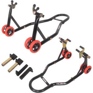 Motorcycle Stands Front Rear, 850lbs Front and Rear Combo Stand Lift with 4 Types of Adapters, Universal Motorcycle Paddock Stands Wheel Lift Stands for Parking, Maintenance, Cleaning