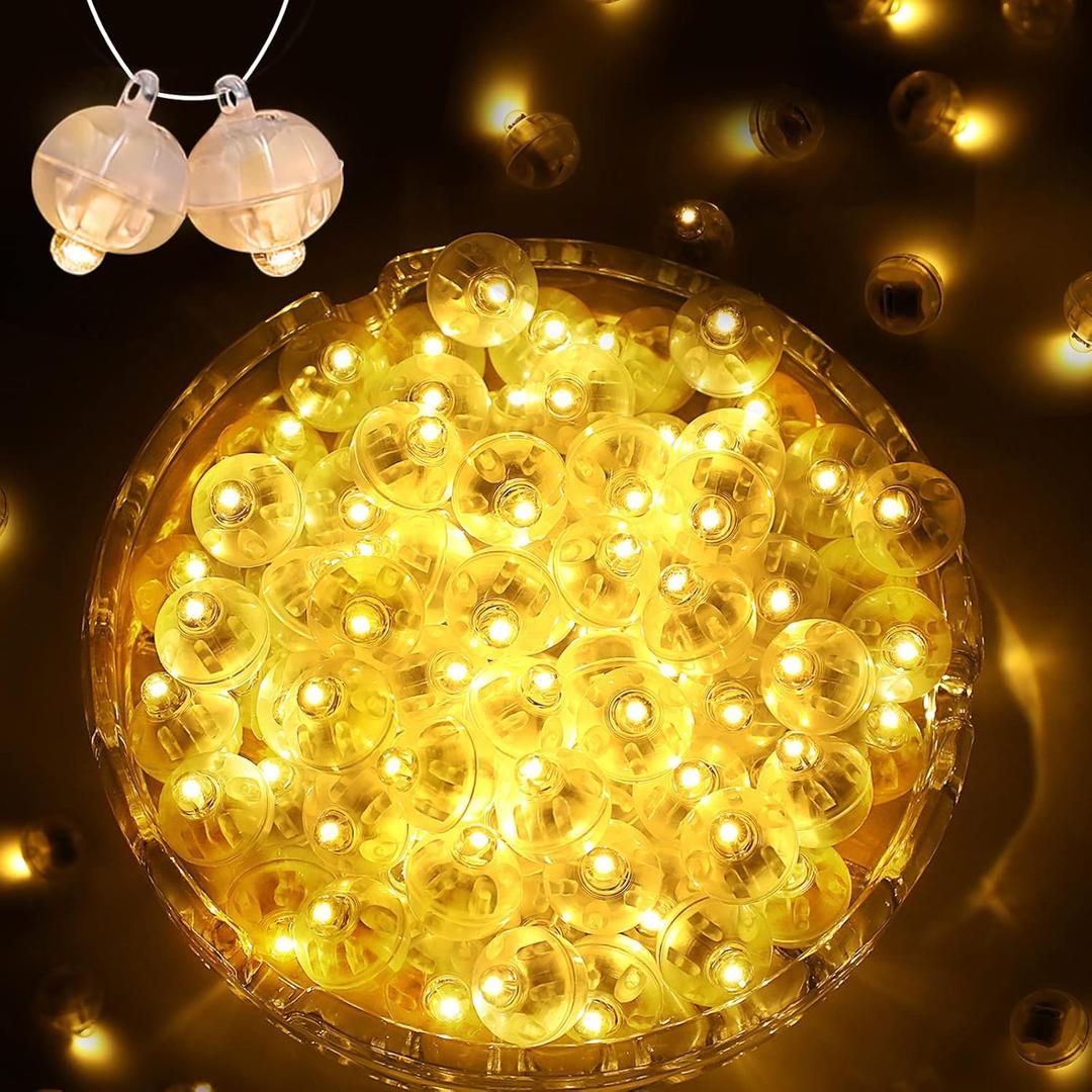 100PCs Mini Led Lights, Led Balloons Light up Balloons for Party Decorations Neon Party Lights for Paper Lantern Easter Eggs Birthday Party Wedding Halloween Christmas Decoration - Blinking Warm
