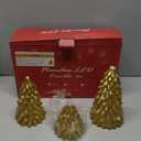 FLAVCHARM Gold Christmas Tree Flameless Candles with Remote Battery Operated Flickering LED Tabletop Lighted Xmas Tree Figurines for Fireplace Home Decor Indoor Holiday Christmas Gifts