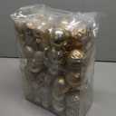 100PCS Christmas Ball Ornaments, Assorted Shatterproof Christmas Tree Decorations, Seasonal Decorative Hanging Baubles Decor Set for Xmas/Holiday/Party, Glitter&Painting Ornament Set (Gold)