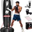 Punching Bag for Adults, 71" Boxing Bag with Stand and Fixed Rope,Free Standing Freestanding Punch Bag with Gloves and Pump, Inflatable Heavy Boxing Bag Set for Adults Teens Men Youth at Home Outdoor