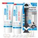8Oz Black Waterproof Caulk & Seal Silicone Sealant, Wadities Tile Grout Repair Kit with Grout Remove Scraper, Shrink & Crack Proof for Bathroom, Shower, Kitchen, Floor (4Oz, Pack of 2)