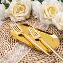 U-QE 180Pcs Gold Plastic Forks - 7.6 Inch Heavy Duty Plastic Forks, Heavyweight Gold Plastic Silverware Perfect For Parties & Weddings and Other Daily Events