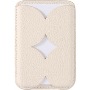 Luner - Leather Magnetic Card Wallet Compatible with Magsafe - for iPhone 16, 15, 14, 13, 12 series - Holds 2 cards - Made of Vegan Leather - Cream