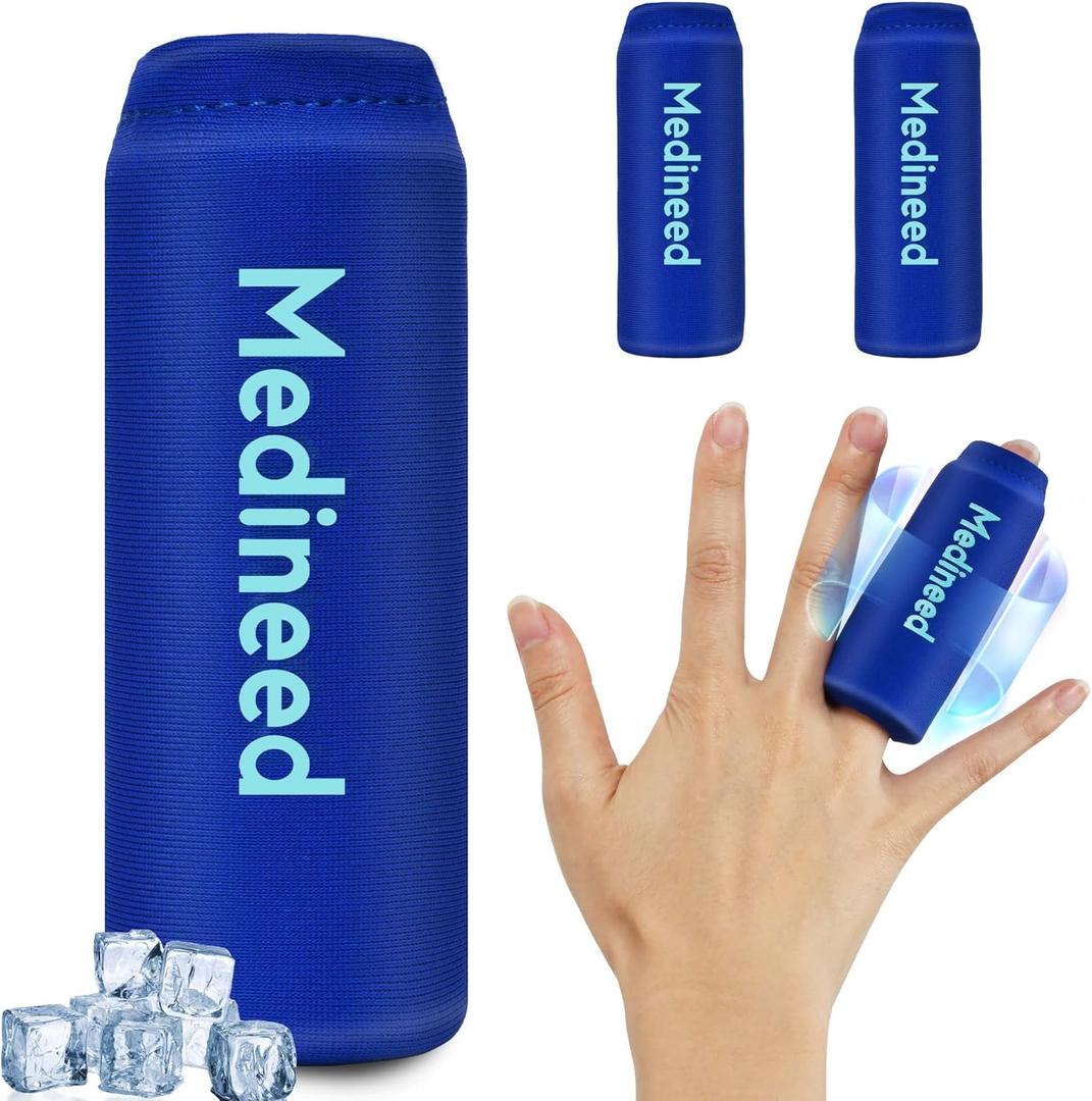 2PCS Finger Sleeves Gel Ice Pack, Lasting Cold Compress Freeze Sleeve, Reusable Finger Brace Ice Packs for Injuries, Arthritis, Tendonitis, Gout, Sprains, Middle Protectors (Blue)