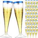 Zubebe 100 Pcs Plastic Champagne Flutes 4.5oz Classic Champagne Clear Plastic Cups Wedding Party Toasting Cocktail Cups Bulk Home Toasting Drinking Party(Blue)