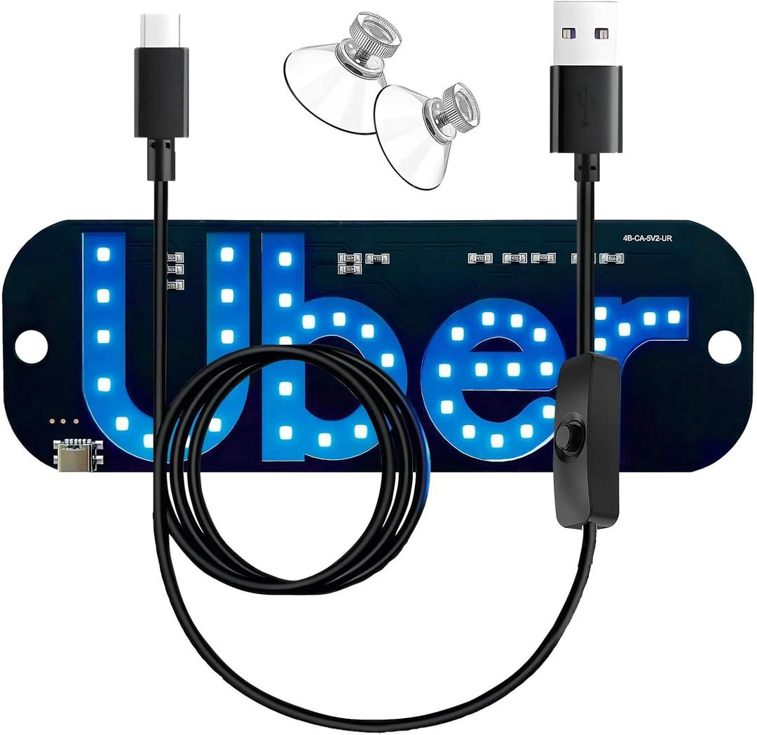 Led Light Signs for Car, Decal Stickers with 2PCS Suction Cups Flashing Hook on Car Window