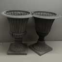 Urn Planters 22", Set of 2, Tall Stone-Resin Pedestal Planters for Outdoor Plants, Large Front Porch Decor, Patio Garden Pots, Outdoor Urns for Entryway, Porch & Deck, White Plant Pot