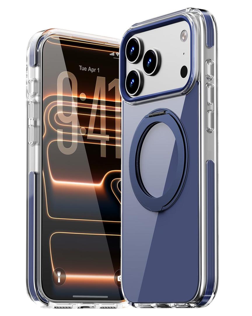 KUPEKIS Magnetic for iPhone 17 Pro Max Case 360 Spin Stand Blue