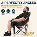 Coldbee Oversized Camping Chairs, Heavy Duty Padded, Thick Headrest, Black | Strap Opener, No assembly, Big & Tall adults, Folding lawn chairs, Convenient hook, Phone pocket, Patio, Beach, Picnic