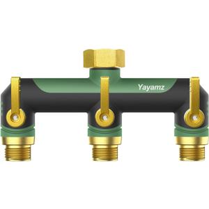 3 Way Garden Hose Splitter,High Flow Outdoor Faucet Splitter,Hose Splitter with Independent Shut Off Valves,Wide Spacing for Hose Timers,Sprinklers,Lawn,Yard and Garden Watering