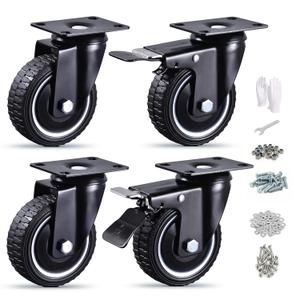 4 Inch Caster Wheels Set of 4 Heavy Duty - Total Enclosure Dust Cover & Dual Locking - Silent Industrial Rubber Swivel Casters for Workbench, Tool Box & Cart (Hardware Included)