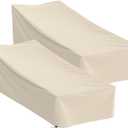 Waterproof Patio Chaise Lounge Cover, Heavy Duty Outdoor Lounge Chair Covers,UV Resistant Patio Furniture Covers 600D Oxford Cloth (Khaki, 80"W x 32"D x 25"H-2Pack)