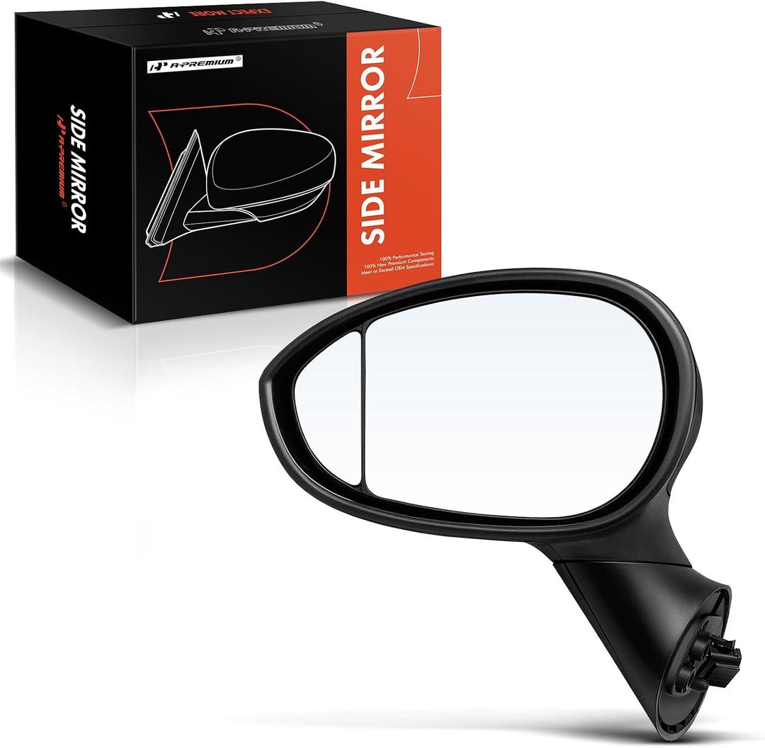 A-Premium Driver Side Power Door Mirror - Compatible with Fiat 500 2012-2018 - Heated Manual Folding Black w/Blind Spot Detection Outside Rear View Mirror - Replace# 68087589AC-PFM