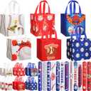 MiniInflat 24 Pcs Baseball Gift Bags Party Favor Bags Reusable Non Woven Tote Bag with Handles Baseball Waterproof Treat Bag for Party Favors Supplies, Extra with 24 Pcs Slap Bracelets