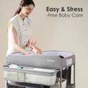 Sweeby Portable Baby Changing Table, Foldable Diaper Changing Station with Waterproof Pad, Mobile Nursery Organizer for Infant & Newborn Essentials, Grey