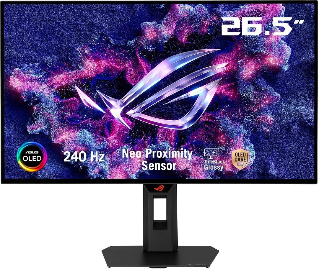 ASUS ROG Strix 27 OLED Gaming Monitor (XG27AQDMGR) - 27-inch (26.5-inch viewable) 1440p TrueBlack Glossy, 240 Hz, Neo Proximity Sensor, OLED Care Pro, ELMB, DisplayWidget Center