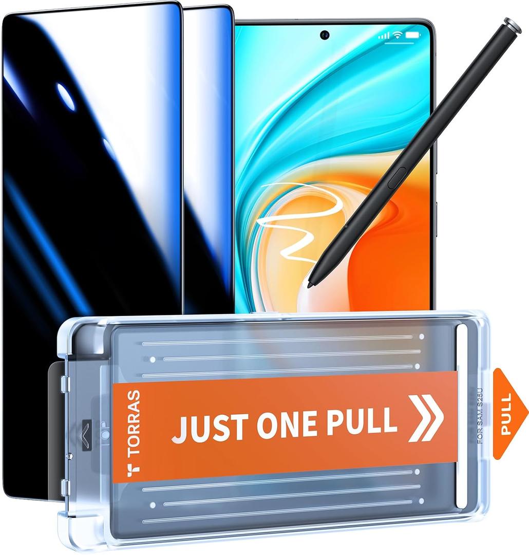 TORRAS for Samsung Galaxy S25 Ultra Privacy Screen Protector [Military-Grade 9H+ Aerospace Tempered Glass] [One-Pull Installation] Anti Spy Screen Protector Samsung Galaxy S25 Ultra 6.9 (2 Park) (Samsung Galaxy S25 Ultra6.9 inch)