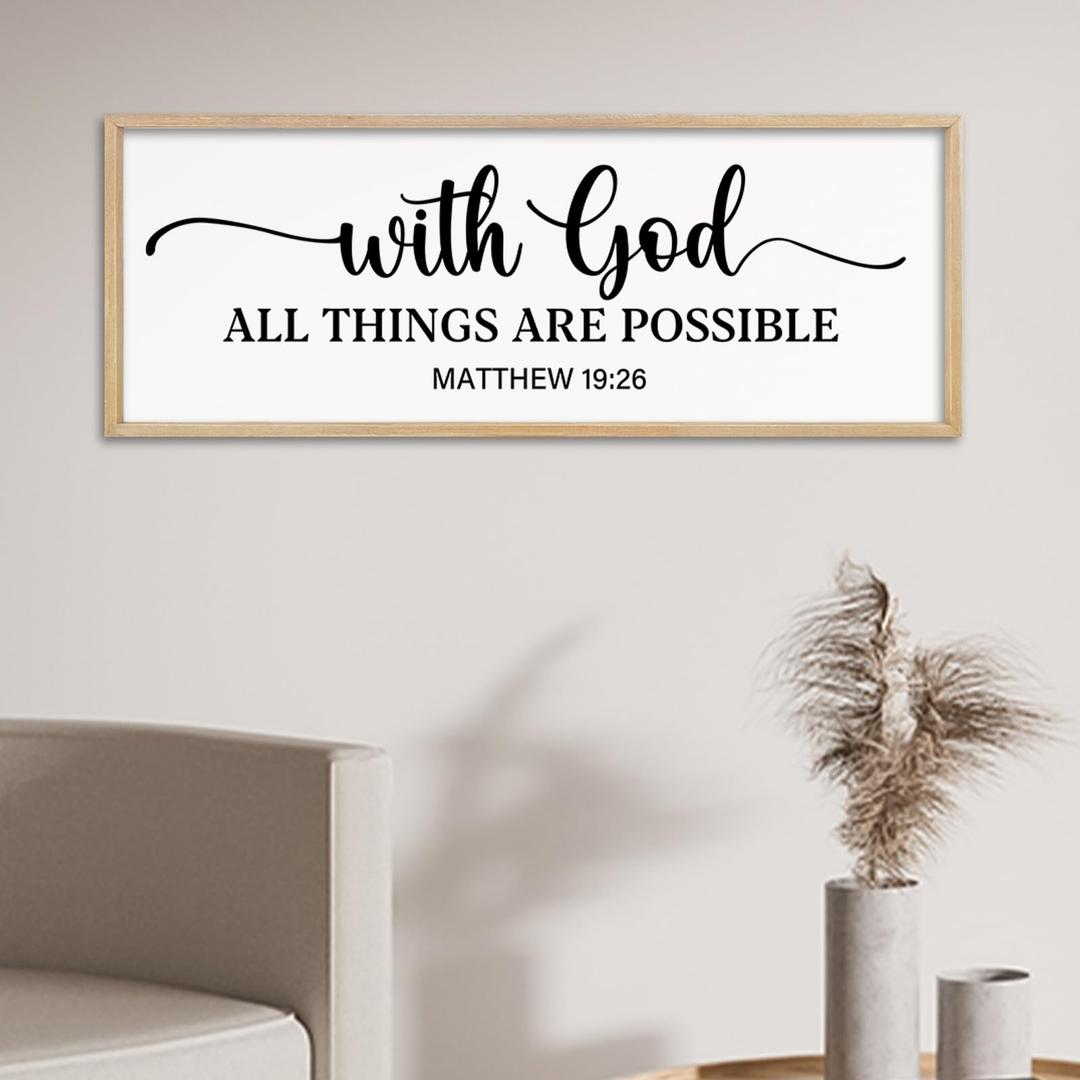 comurdyo With God All Things are Possible Wall Decor 40"X15" Wood
