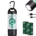 Tubasion 3-in-1 Dog Poop Bag Holder with Flashlight 7-Color, USB-C Rechargeable doggie bag holder for leash, IPX6 Waterproof Anti-Slip Clip Pet Waste Bag Dispenser for Walking (1 Dispenser, 30 Bags)