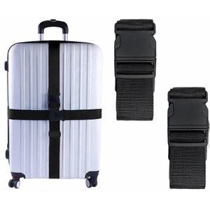2 Pack Suitcase Belts, Adjustable Luggage Straps, Bright Colors Travel Packing Straps with Quick Release Buckle (Black)