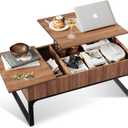 WLIVE Lift Top Coffee Table with Storage, 40.9" Coffee Table with Lifting Top & Sliding Cover, Wood Modern Center Table with 2 Hidden Compartment for Living Room, Walnut Oak