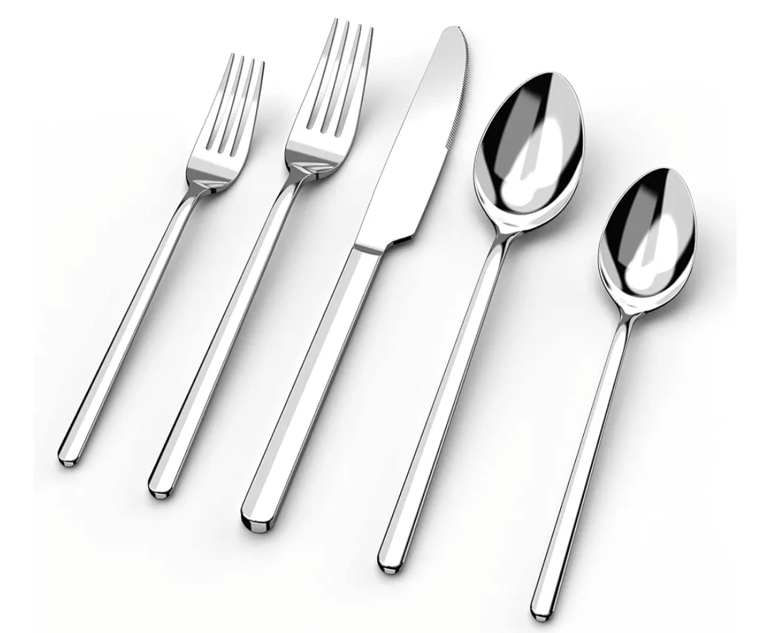 Mueller Silverware Set, 20 Piece Flatware Cutlery Set for 4, 18/10 Stainless Steel Silverware Mirror Polished Dishwasher Safe for Home, Restaurant, Wedding, Party(Silver, 20 pieces of 4 )