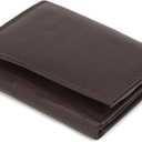Leatherboss Genuine Leather Boys Slim Compact Flap Id and Coin Pocket Trifold Wallet for men women, Dark Brown