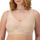 Bali Women's Comfort Revolution Wireless Bra, Full-Coverage Wirefree Bra, Cool Comfort Fabric (Large, Almond Aztec)