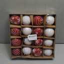 Christmas Tree Ball Ornament Set 16pcs 80mm/3.15inch Red White Glittering Shatterproof Foam Christmas Ball Ornaments Xmas Tree Decor Holiday Decoration