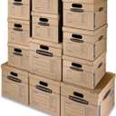 Fellowes Moving Box Kit w/Lift-Off Lid, Small/Med, 12/CT, Kraft, Sold as 1 Carton