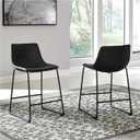 Signature Design by Ashley Centiar 24" Counter Height Modern Bucket Barstool, 2 Count, Black