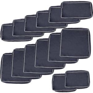 14Pcs Outdoor Patio Cushion Covers, Waterproof Replacement Slipcovers with Zipper for 6-Seat Wicker Rattan Sectional Sofa Washable Furniture Protector for Couch Set, Covers Only