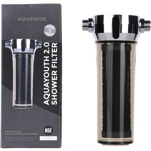 AQUAYOUTH 2.0 Carbon Shower Head Filter System | Removes Chlorine, Heavy Metals, And More | Great For Dry Skin/ Hair, And More | NSF Certified