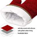 KEGOUU Oven Mitts and Pot Holders 6pcs Set, Kitchen Oven Glove High Heat Resistant 500 Degree Extra Long Oven Mitts and Potholder with Non-Slip Silicone Surface for Cooking (Red)
