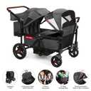 Radio Flyer Voya Quad Stroller Wagon, for Toddlers and Kids 6+ Months, Push or Pull, 4 Seats, Dual Sun Canopies, Compact Fold, Lightweight, Storage Space, 5-Point Harnesses, Stroller Wagon for Kids